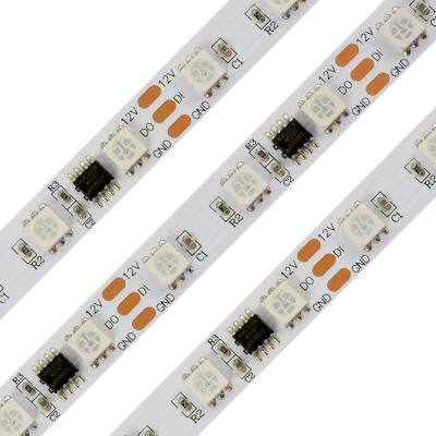 SMD 60 Lighting Emmitting Diodes White PCB 10 MM WS2811 Pixels 12v Flexible Light Strip Colorful IC Inside Dream Color Led Strip