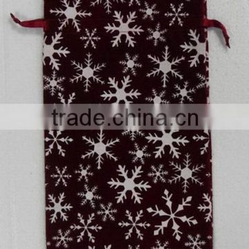 8*12cm red-wine with snowflake Valentines gift bags china manufacturer, jewery packing pouch,Christmas gift Bags