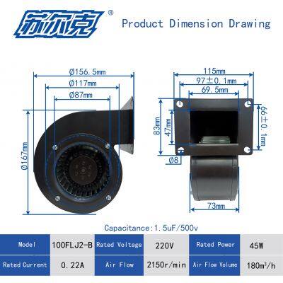 AC 110/230/400V Forward Centrifugal Fan Blower 100mm Cooling Fan ODM/Obm Manufacturer photo-2