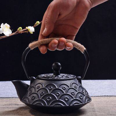 Chinese Classic Japanese Water Brewing Tea Pot Home Health Black 800ml Fish Scale Cast Iron Teapot With Filter photo-4