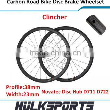 Cheap Carbon road bike Disc Brake Wheelset 700C 23mm wider 38mm Clincher Carbon Fiber Road Bike Wheels                        
                                                Quality Choice