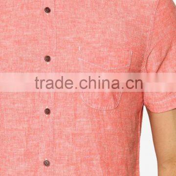 Coral Linen Textured Men's Shirts Summer Cool Button Up Shirts Quality Choice photo-3