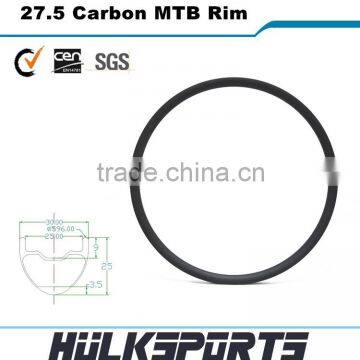 30mm Width 650B mountain bike rims carbon 25mm height 27.5 plus mtb rim tubeless carbon 27.5er mtb wheels