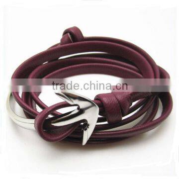 Red Leather Anchor Bracelet Mens Jewelry Leather Bracelet