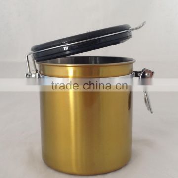 stainless steel coffee canister 1200ML Golden color