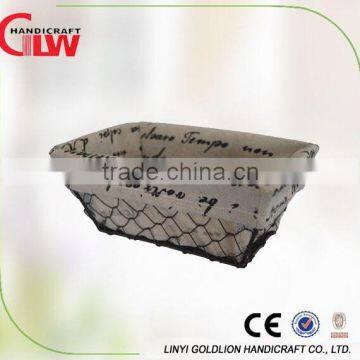 Multifunctional hand woven metal mesh storage basket with liner,iron home use storage basket