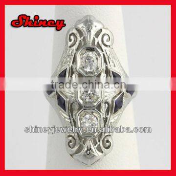2014 high quality cz paved cool unique big silver ring