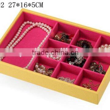 W1275Y-2 Wholesale  10'' Stackable Jewelry Display Tray Wooden Jewelry Case Leather Jewelry Tray