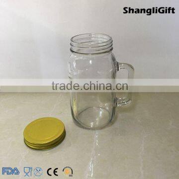 empty trasparent drinking glass jar 1000ml with handle