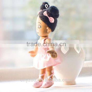 Stuffed Brwown Ballet Doll With Black Hair Done in a Bun/ Pink Ballet Clothes Rag Doll photo-2