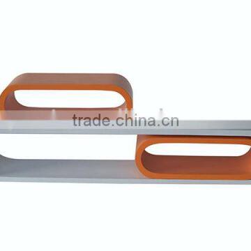 oval shaped cube shelf wooden CD rack with hidden bracket