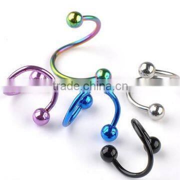 316L Surgical Stainless Steel Spiral Rings Twist Lip Rings Body Jewelry