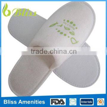 N184 Nice look terry cloth brand slipper With Printed Logo Promotional