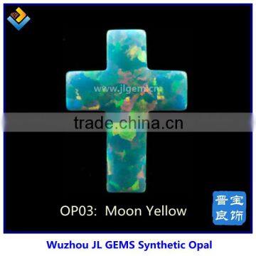 Synthetic Moon Yellow Cross Opal Stone Price For Fashion Jewelry