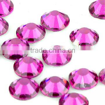 Best cut Fushia pinky crystal non hot fix stone, flat back rhinestone non hot-fix bulk wholesale for ornament