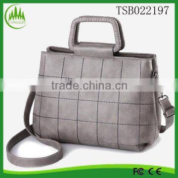 2015 Hot New Products Leather Lady Handbag good leather factory price lady handbag retro grid handbag