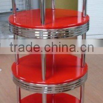 Four layer red shelf, metal rack