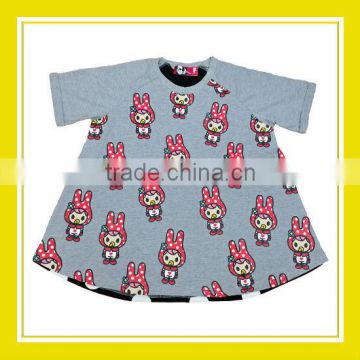 2016 Fashion Products Bros Baby Rinne Custom Dotted Pattern Women Printed Short Sleeve Cotton Dress