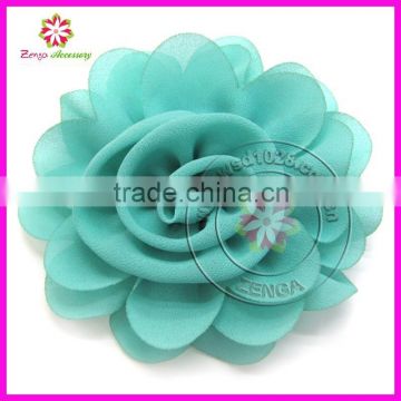 Aqua color Chiffon fabric flower