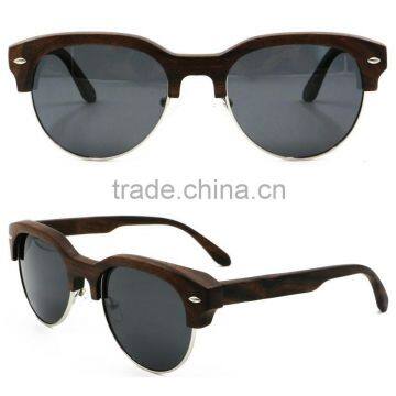 Ebony wood half frame sunglasses manufacturer wholesales natural wood sunglasses