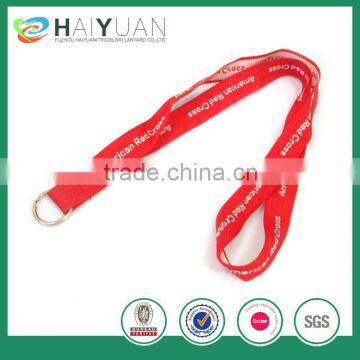 custom woven lanyard with metal split O-ring