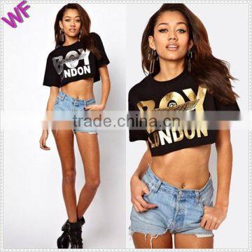 2015 Custom printing T-shirt ,100% Cotton O neck crop t shirts , printed t shirt women t-shirt wholesale China t shirt printing