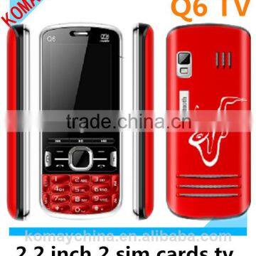 KOMAY 2 SIM Cards Quad Band Unlocked TV Mobile phone Q6