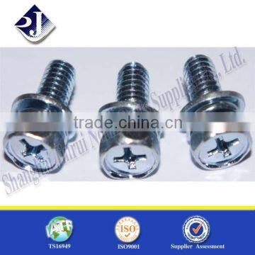 full thread cross slot bolt with washer galvanizing