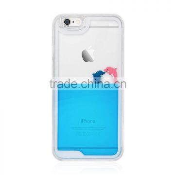 Swimming Floating Dolphin Fish Liquid Novelty Hard Phone Case For IPhone 6s 6 Plus photo-2