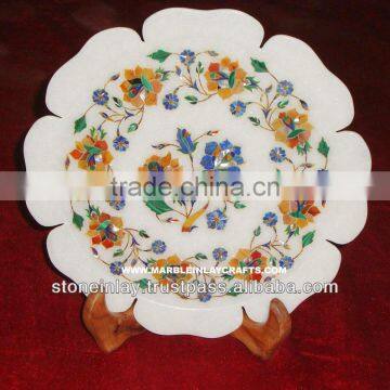 Exclusive Marble Inlay Plate Handcrafted Marble Inlay Plate