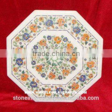 White Marble Inlay Table Top