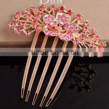 flower rhinestones comb bridal floral hair comb for girl