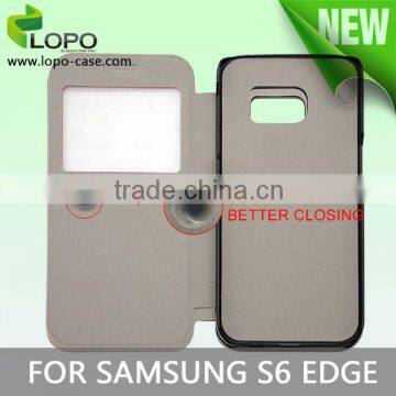 Book Style Flip 2D Sublimation Phone Case for Samsung S6 Edge With Transparent Square for Viewing Time Supplier's Choice photo-2