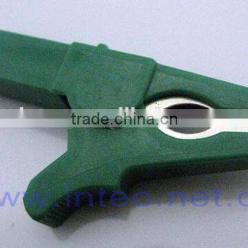 Jumper Wires Alligator Crocodile Roach Test Clip Plastic Handles Crocodile clips 54mm green color I00170