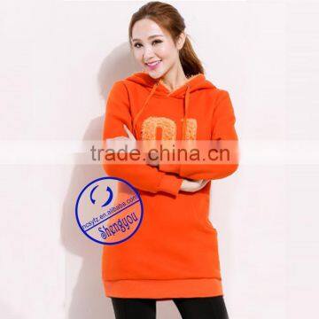 Wholesale Womens Cheap Extra Long Applique Hoodie photo-3