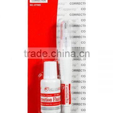 YIWU Market wite-out Metal tip Correction fluid(HY-612+HY-602 Set) liquid corrector in blister card