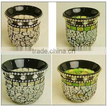 Glass Mosaic Hurricane candle holders