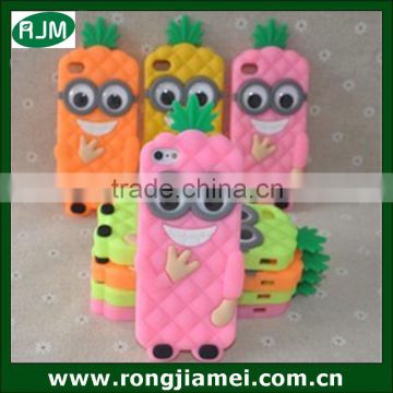 Beautiful silicone pineapple case with minion despicable me 3d case