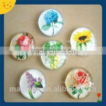 Personalized Cute glass fridge magnet, color printing lovely round small refrigerator door sticker