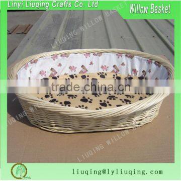 Factory wholesale durable wicker pet basket willow basket for dogs comfortable pet bed