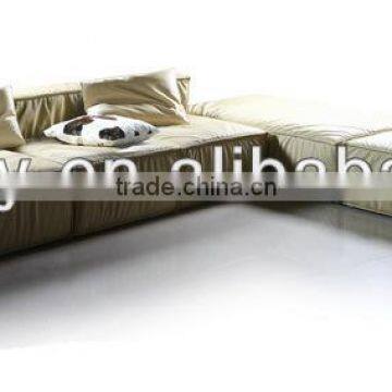 Modern leather L shape sofa D-51(B+2A+E+D)