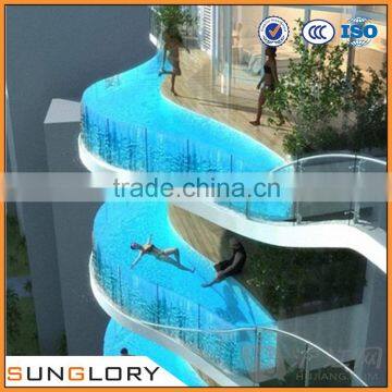 6mm 8mm 10mm 12mm 15mm 19mm Tempered Glass Swimming Pool