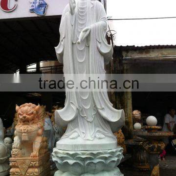 Guanyin Female Buddha Statue Marble Stone Statue Hand Carving Sculpture For Pagoda, Cave, Temple