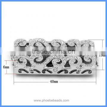 3 Strands Sterling Silver Micro Pave Zircon Rectangle Multifunction Double Safe Box Clasps Necklace Connector Charm SC-CZ031 photo-3