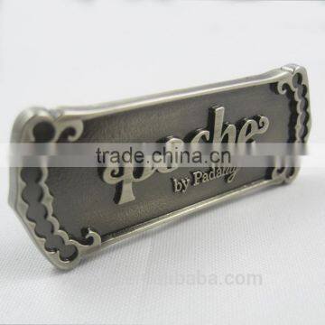 customized metal label with embossed letters