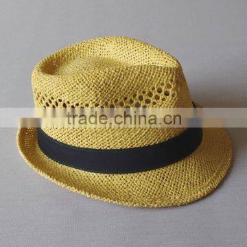 Summer Beach Hand Knitting Paper Straw Hat Straw Cap Fedora Hat photo-3
