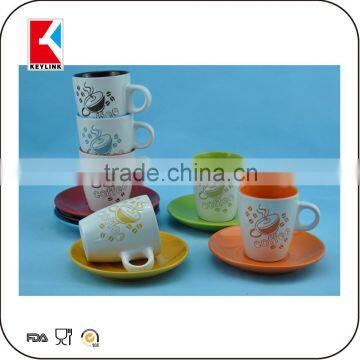 two tone color glaze ceramic material wholesale tea cups jumbo ceramic cup and saucer