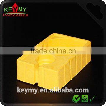 Yellow flocking tray for stationery gift with clear insert tray,hard lock blister package