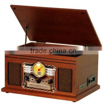 Retro Wooden Turntable Player With DAB Radio