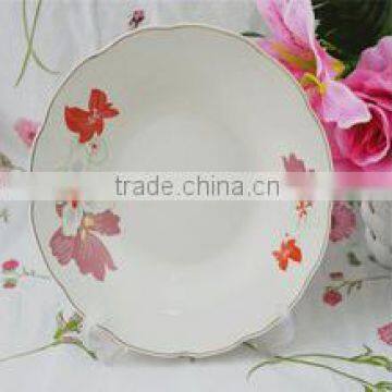 Plain white ceramic plate/linyi soup plate/9 inch soup plate